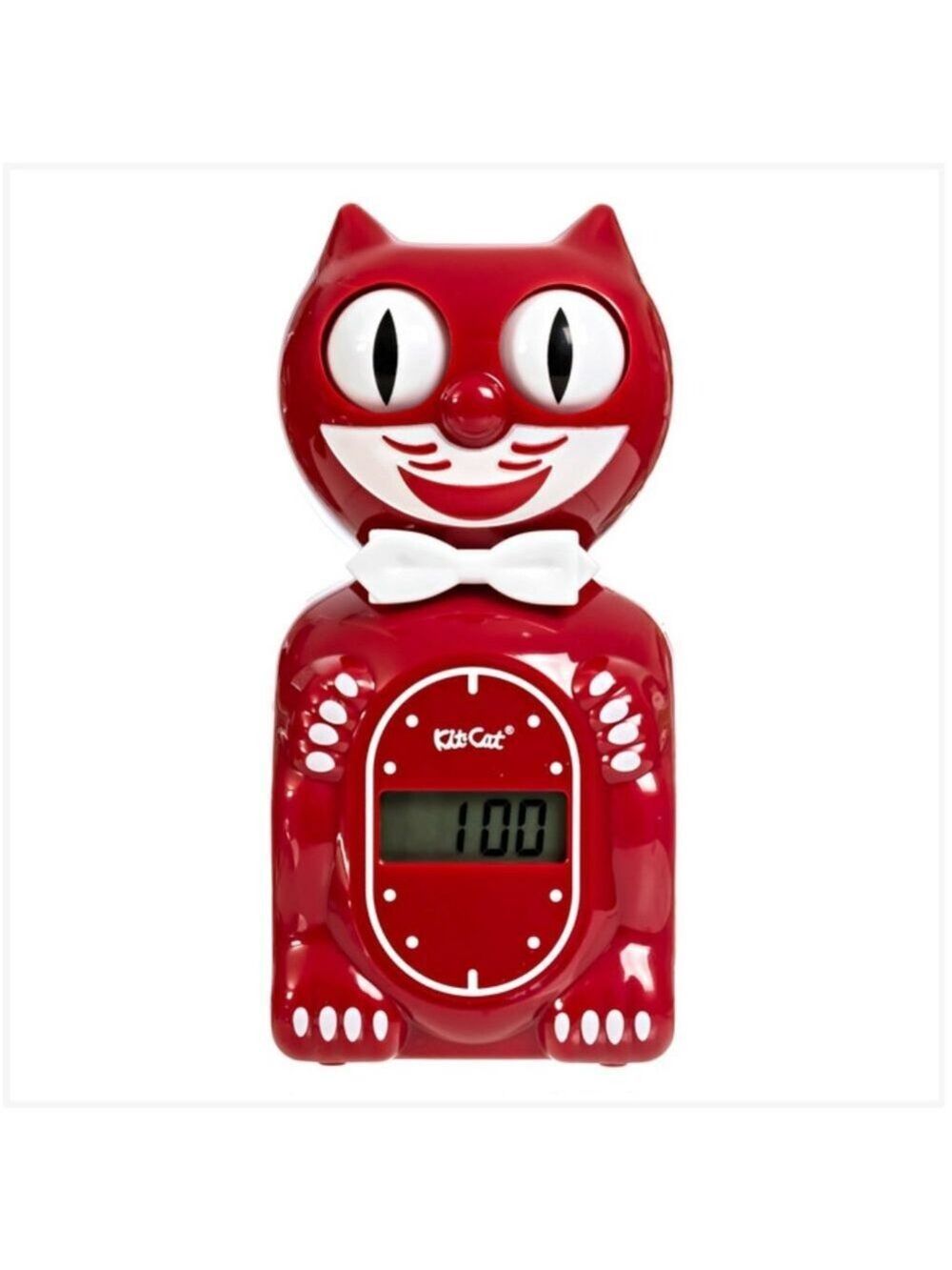 Solar powered Kit-Cat clock Digital Alarm Klock Space Cherry Red
